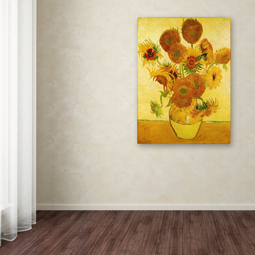 'Vase with Sunflowers' Canvas Art by Vincent van Gogh