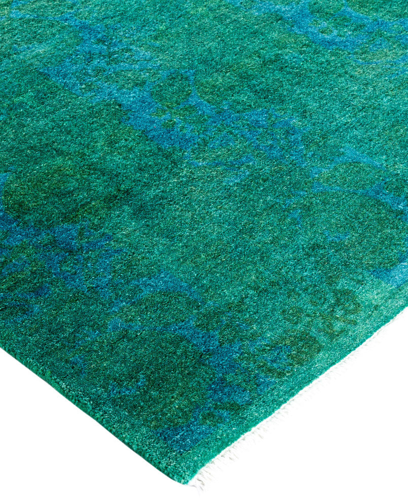 Overdyed One-of-a-Kind Hand-Knotted Area Rug Green, 2' 9" x 4' 2"