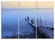 "Abandoned Pier into Blue Sea" Sea Bridge Metal Wall Art, 3 Panels, 36"x28"