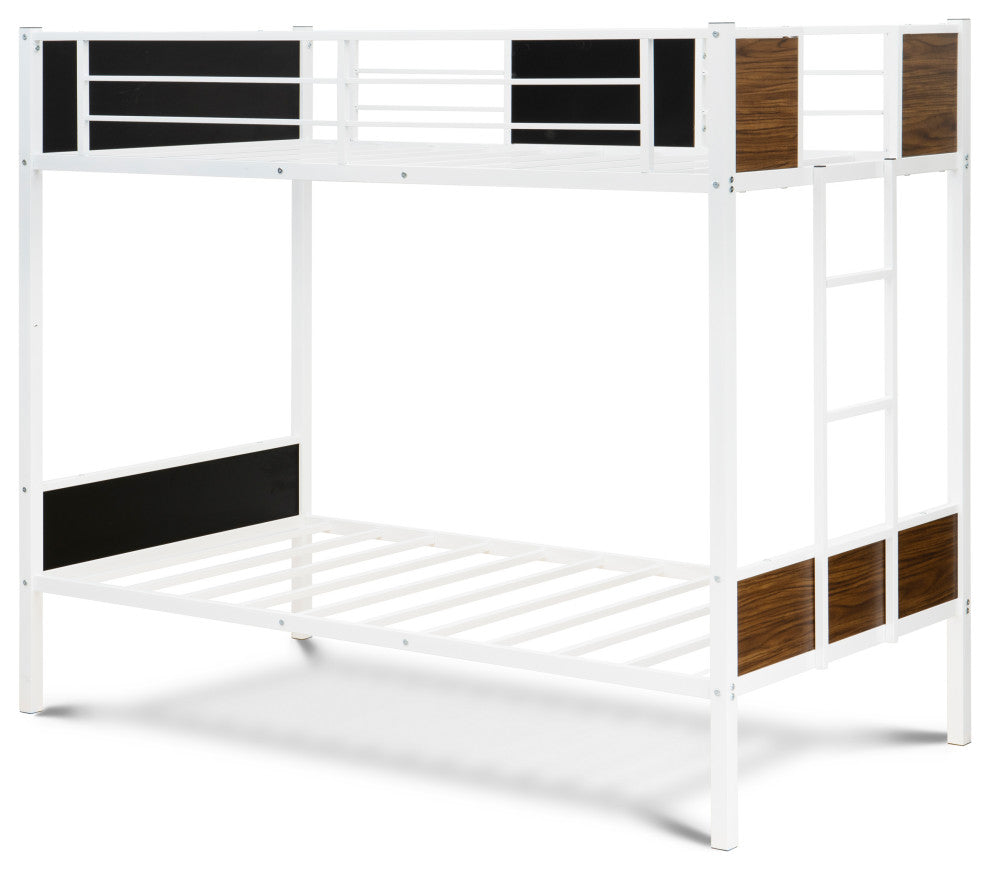 Lynfield Twin Bunk Bed In Powder Coating White Color