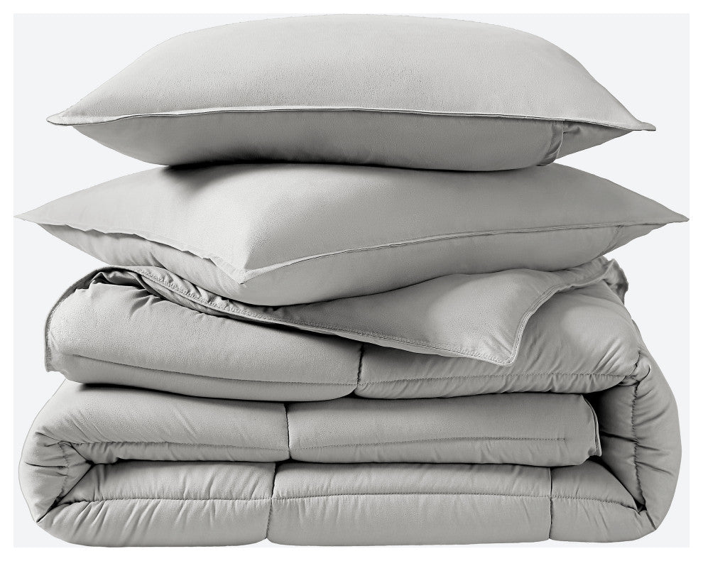 Bare Home Down Alternative Comforter Set, Light Gray, Queen