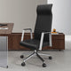 LeisureMod Aleen High-Back Leather Office Chair With Swivel and Tilt, Black