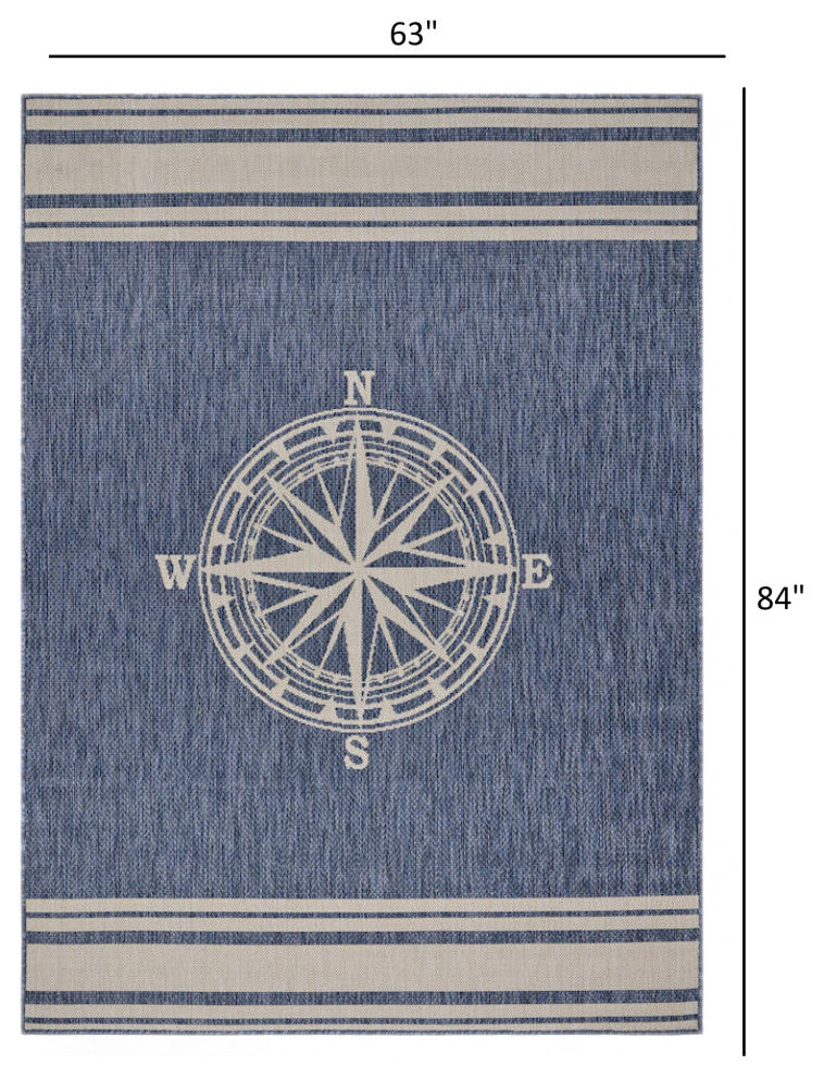 5' X 7' Blue And Gray Indoor Outdoor Area Rug