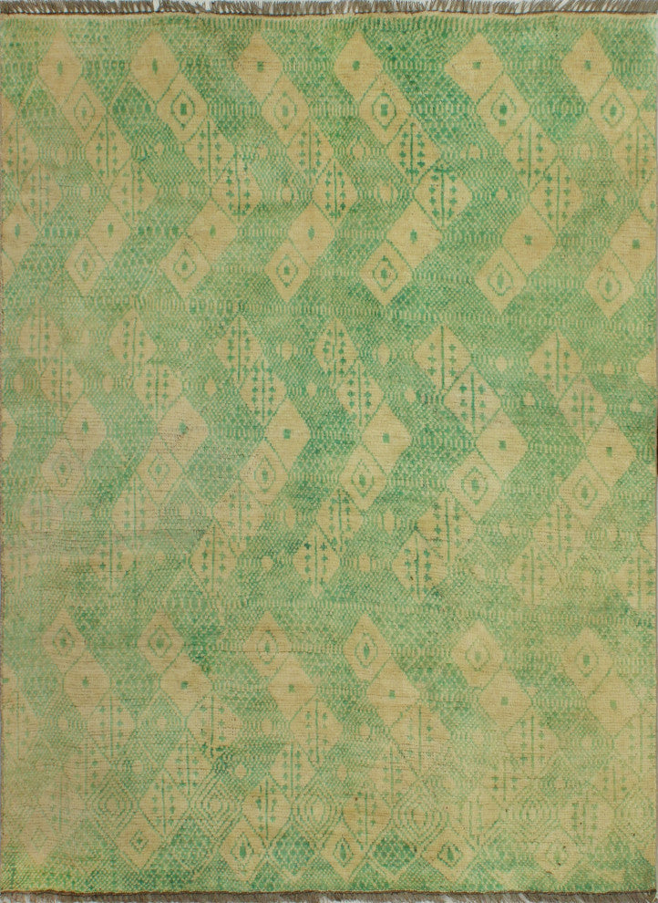 Balochi Barre Light Green/Ivory Rug, 4'9x6'5
