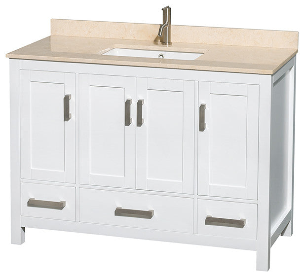 Wyndham WCS141448SWHIVUNSMXX 48 Inch Single Vanity with Ivory Top in White