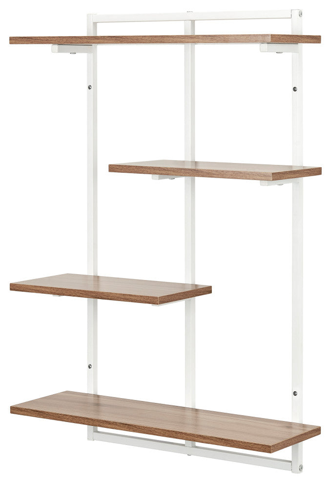 Rhodes 4 Tier Modern Floating Windowsill Shelf With, White/Light Walnut