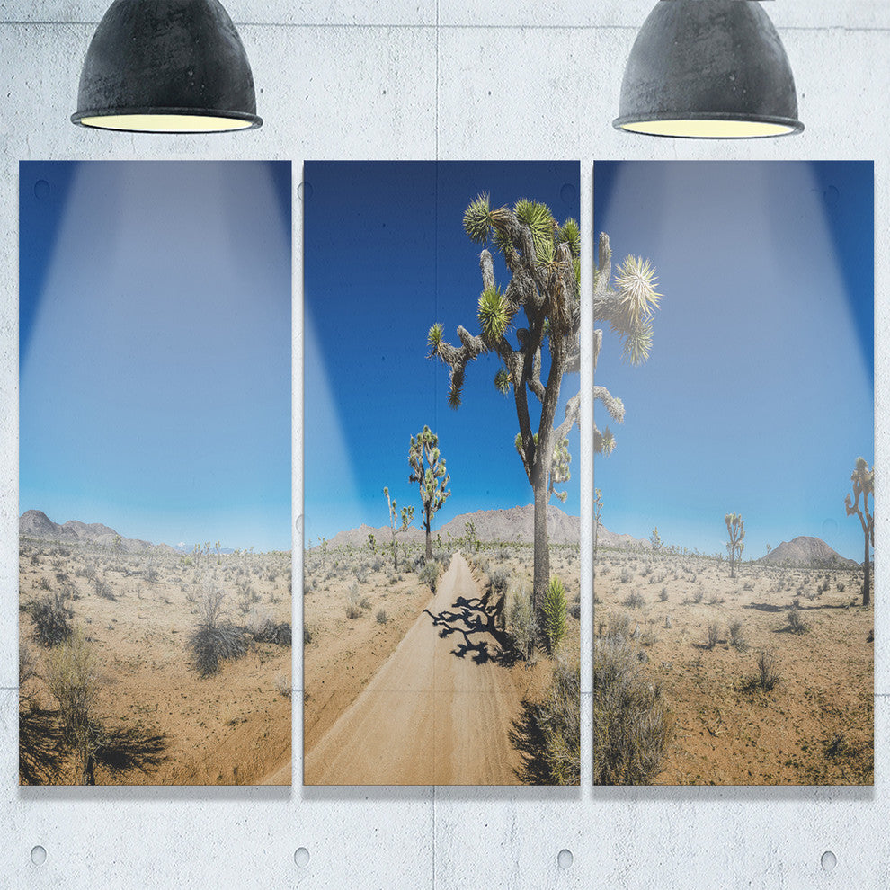 "Sandy Desert Road Panorama" Oversized Metal Wall Art, 3 Panels, 36"x28"