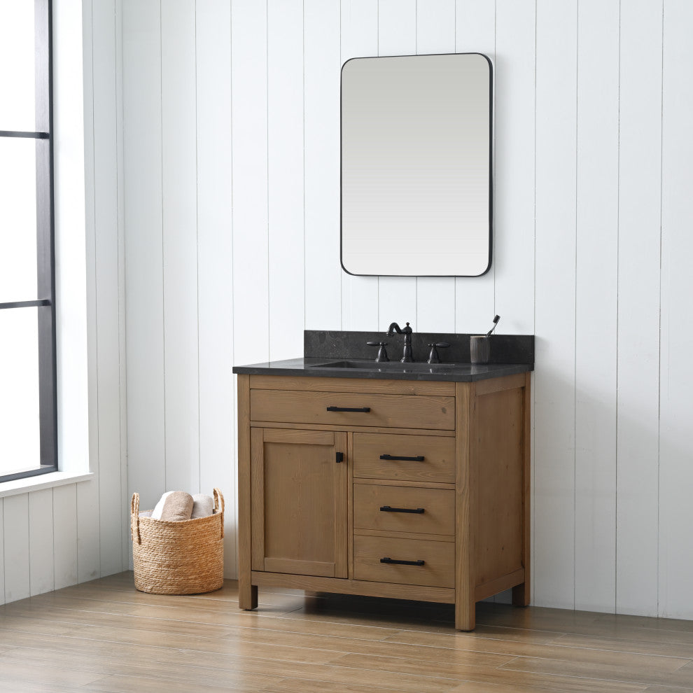Jasper 36" Bathroom Vanity, Textured Natural, Blue Limestone