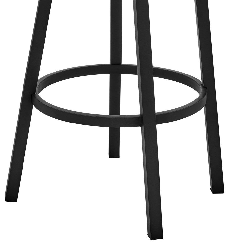 Bryant 30" Bar Height Swivel Bar Stool, Black Finish and Gray Faux Leather