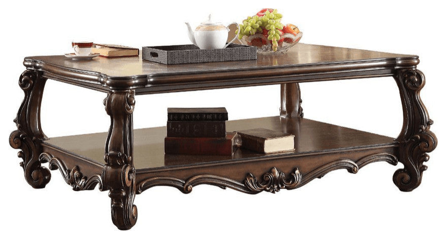 59" Cherry Oak Manufactured Wood Coffee Table With Storage