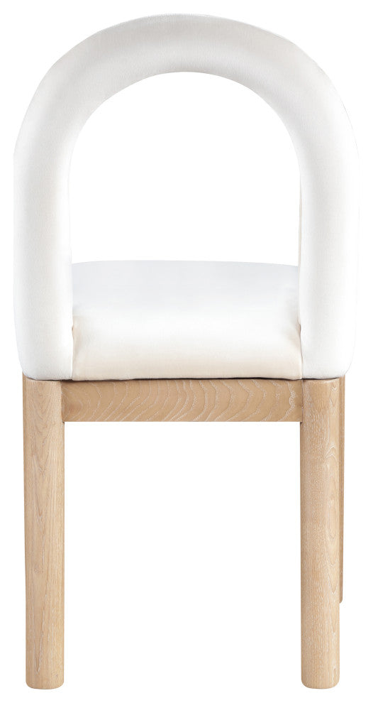 Conrad Upholstered Dining Chair, Cream, Velvet, Natural Finish