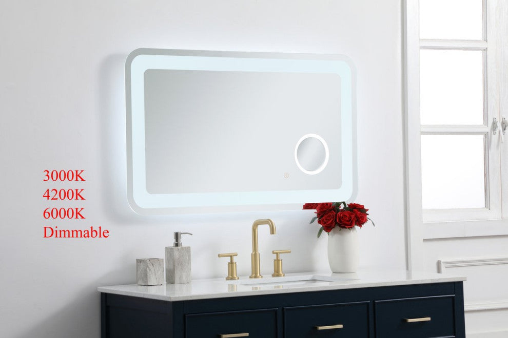 Lucy 24"x40" Hardwired LED Mirror With Magnifier and Color Changing Temperature