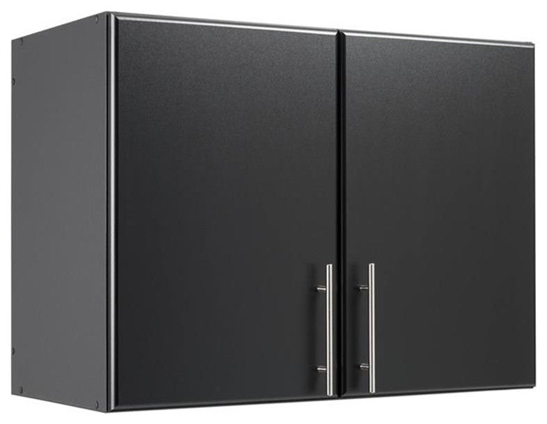 Home Square 2 Piece Stackable Wood Wall Cabinet Set in Black