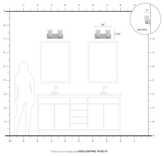 Cityview 2 Light Brushed Nickel Vanity Sconce
