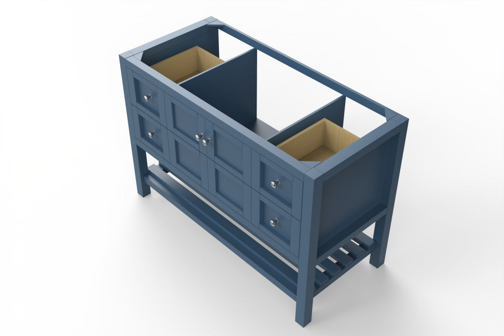 CastelloUSA Alicia Freestanding Vanity, Base Only, Blue, 48", Chrome Handles