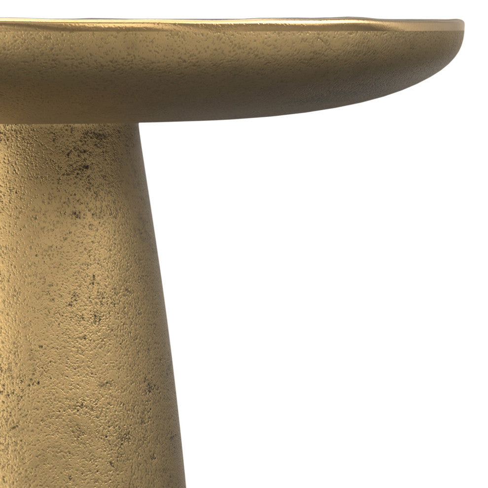 Dominique Cast Aluminum Side Table in Antique Brass