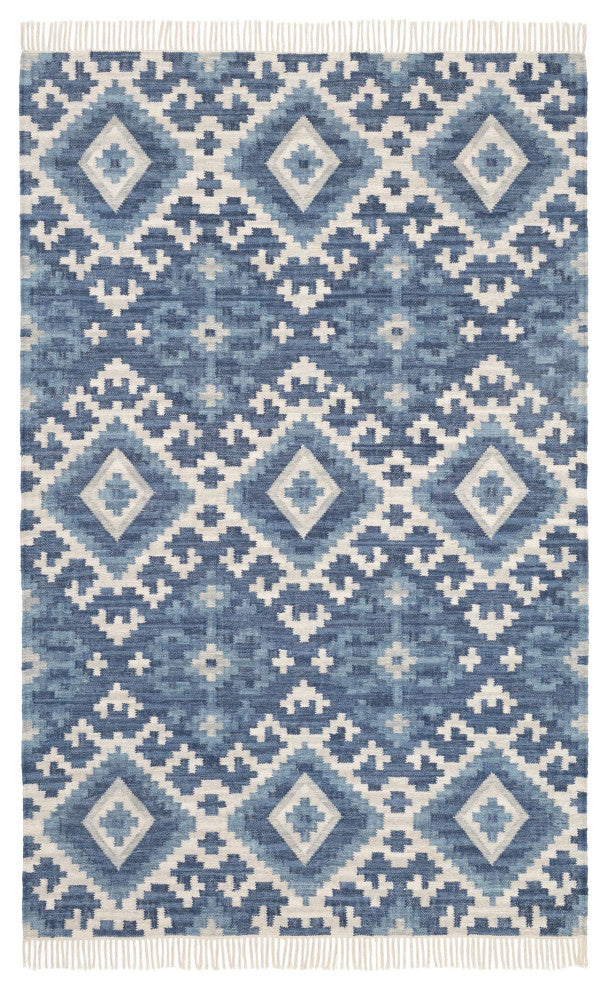Dash & Albert Marmara Kilim Handwoven Cotton Rug, Blue, 5' x 8'