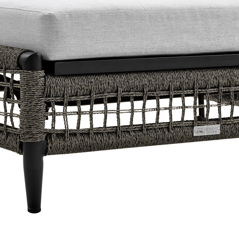Alegria Outdoor Adjustable Chaise Lounge Chair in Aluminum with Gray Rope