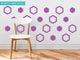 Hexagon Fabric Wall Decals, Set of 16, Purple