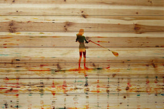 "Paddling" Print on Natural Pine Wood, 45"x30"