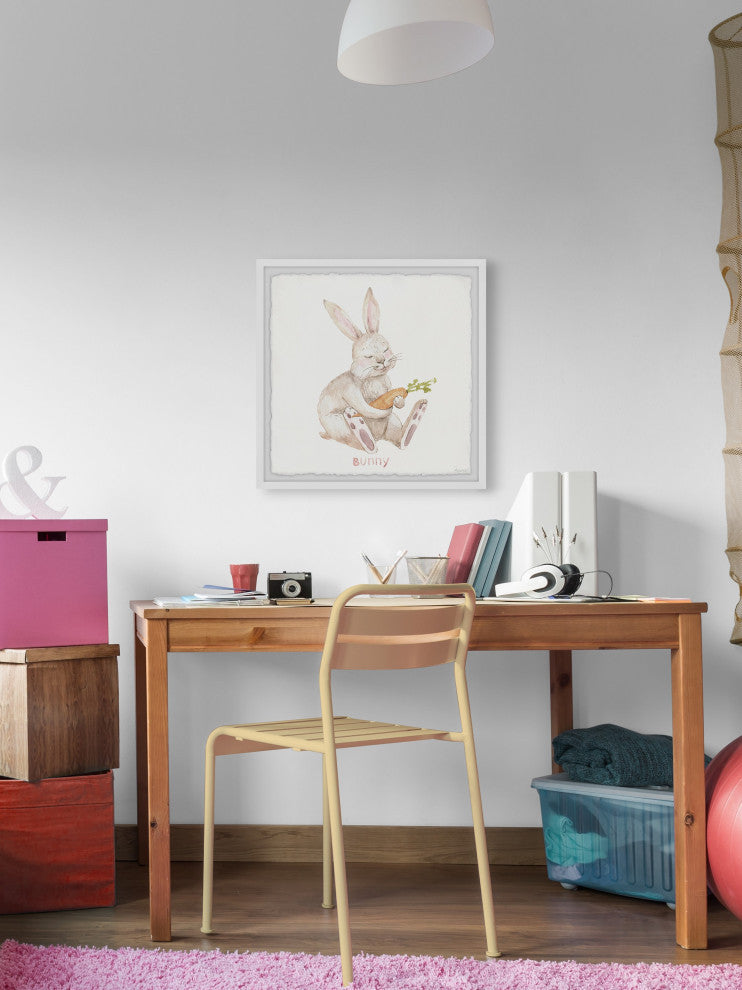 "Bunny Loves Carrots" Framed Painting Print, 12x12