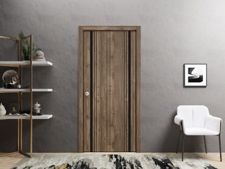Bi-fold Doors 56 x 96 | Planum 0011 Walnut with  | Sturdy Tracks