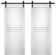 Double Barn Doors / Mela 7444 White Silk / 13FT Rail, 56" X 96" ( 2* 28x96)