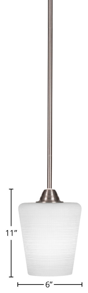 Paramount 1-Light Mini Pendant, Brushed Nickel, 6" White Matrix Glass