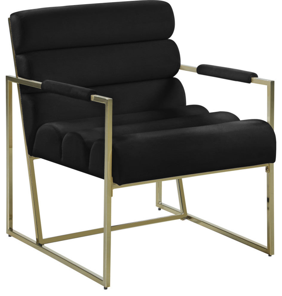 Wayne Velvet Upholstered Accent Chair, Black