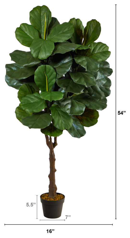 4.5' Fiddle Leaf Fig Artificial Tree, Indoor/Outdoor