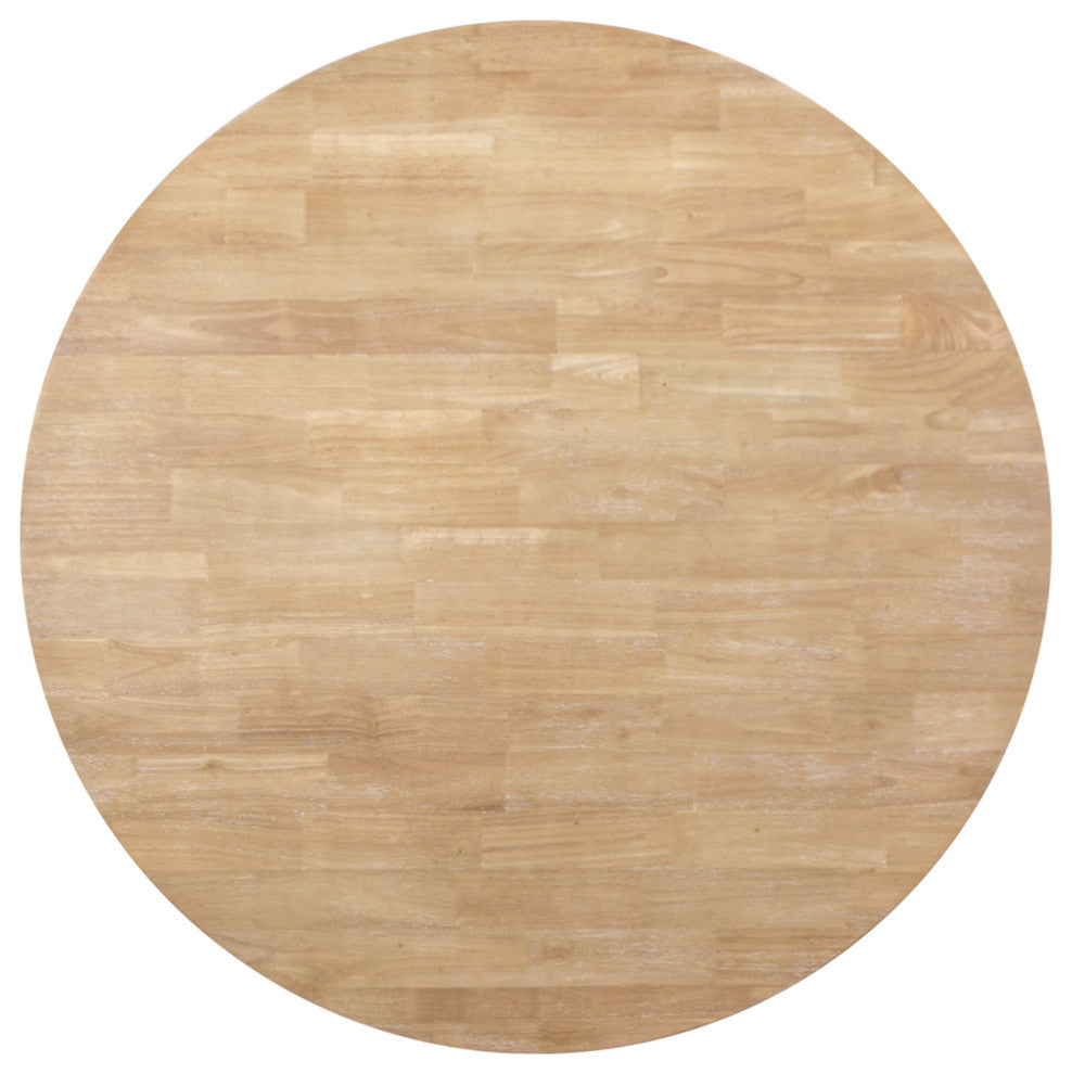 Charlotte 55" Round Fluted Wood Dining Table, Bleached Blonde