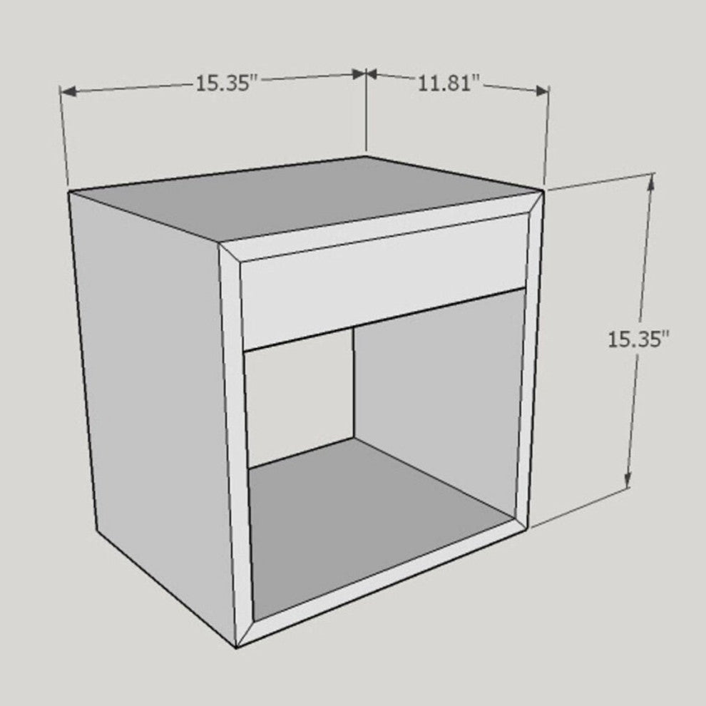 Floating Nightstsand Cubic Hugo with Drawer, Black Birch
