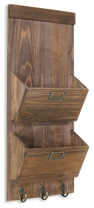 2-Slot Rustic Wood Wall Organizer