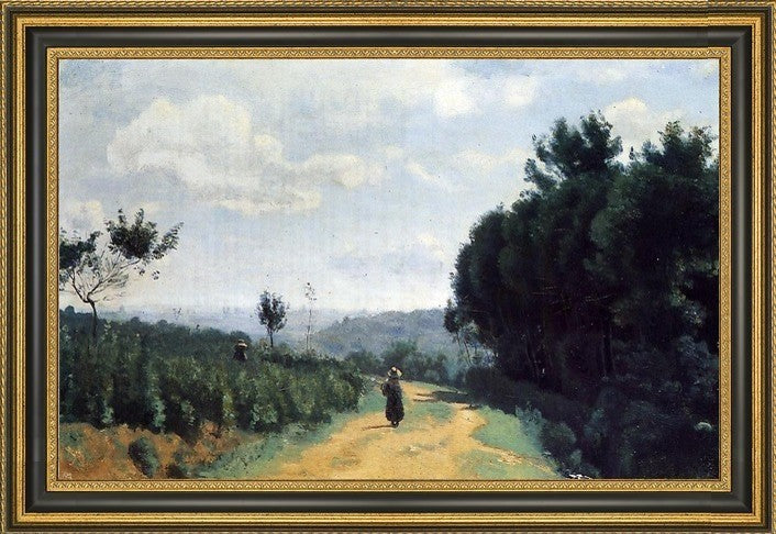 Jean-Baptiste-Camille Corot The Severes Hills Le Chemin Troyon Canvas, 18"x27"