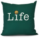 Life + Ball, Word Print Outdoor Pillow, Green, 16" x 16"