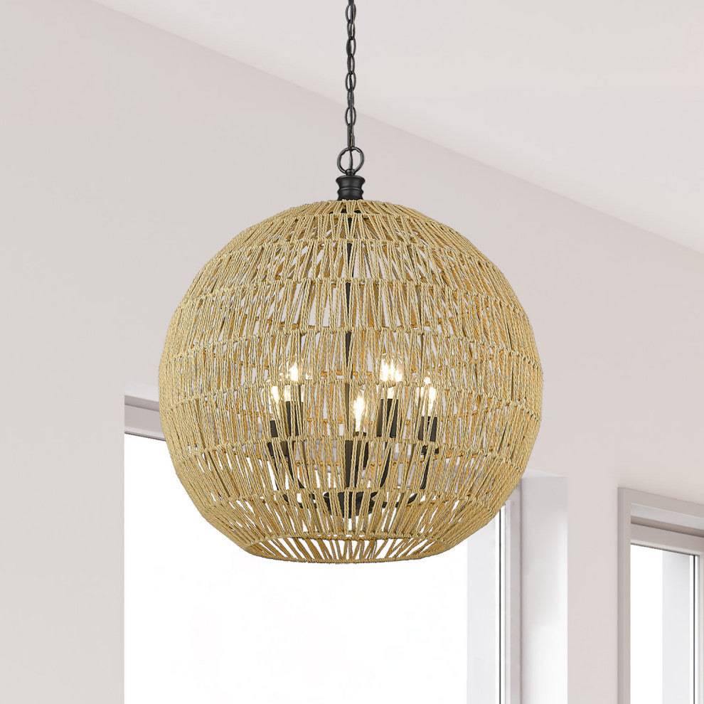Golden Lighting 6933-5P Florence 5 Light 25"W Multi Light Pendant - Matte Black