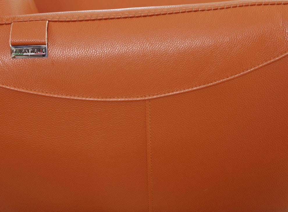 Zeno Italian Top Grain Leather Swivel Lounge Chair Orange