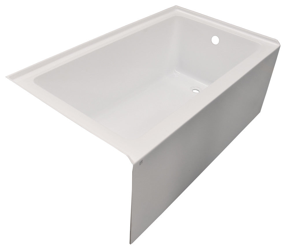 Vanity Art Alcove Soaking Acrylic Bathtub, Pure White, 54"x32", Right