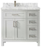 Cambridge 36 Left Offset Bath Vanity in Coventry Gray 2" Carrara Marble