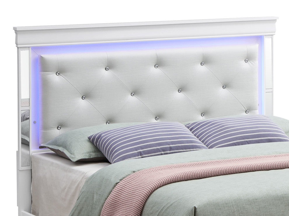 Verona LED Panel Bedframe, White, King