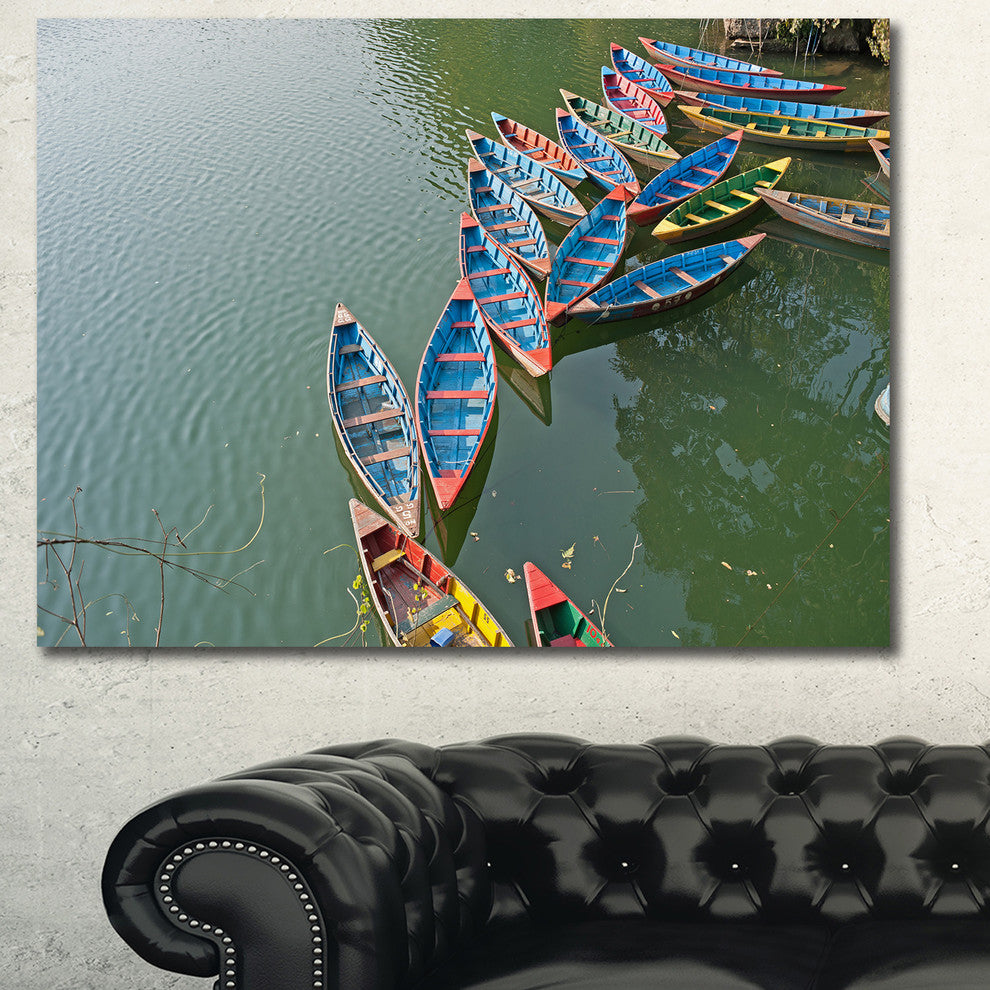 Phewa Lake in Pokhara Nepal, Boat Canvas Art Print, 40"x30"