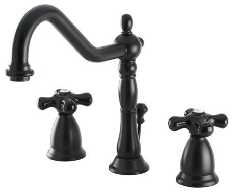 Kingston Brass Widespread Bathroom Faucet With Brass Pop-Up, Oil Rubbed Bronze