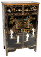 Black Lacquer Half-Round Cabinet Royal Ladies