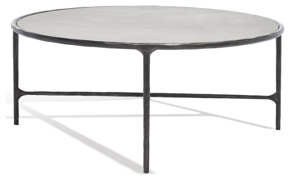 Safavieh Couture Jessa Round Metal Coffee Table, Black/White