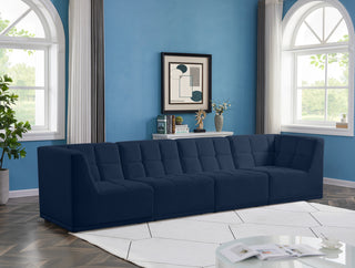 Relax Velvet Upholstered 4-Piece Modular Sofa, Navy