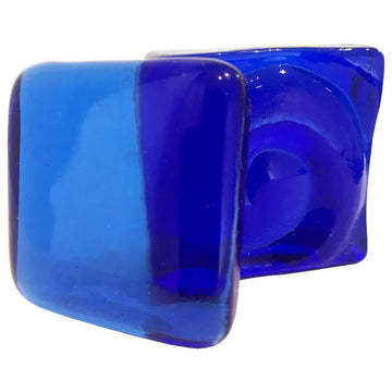 2x2 Snails Hand Poured Glass Tile, Cobalt