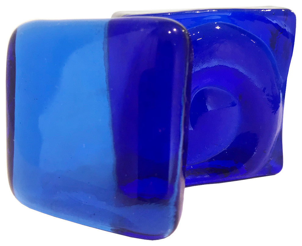 2x2 Snails Hand Poured Glass Tile, Cobalt