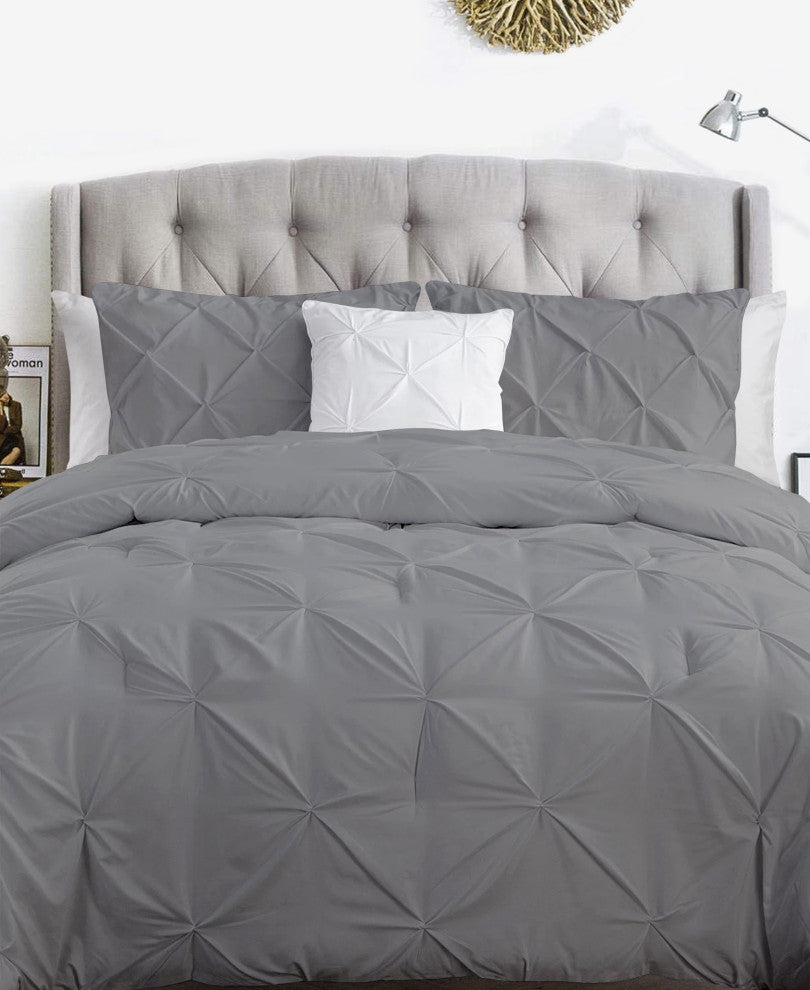 Organic Cotton 300 TC GOTS Certified 8 Internal Ties Fair Trad Pintuck Duvet Set