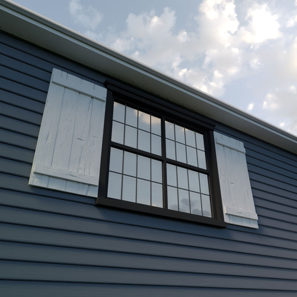Rustic 4 Board Joined B-N-B Faux Wood Shutters, Hand Hewn, 22x32"