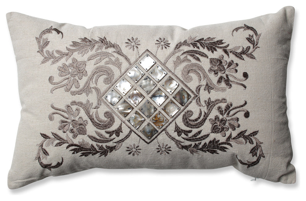 Mother of Pearl Rectangular Throw Pillow, Sand